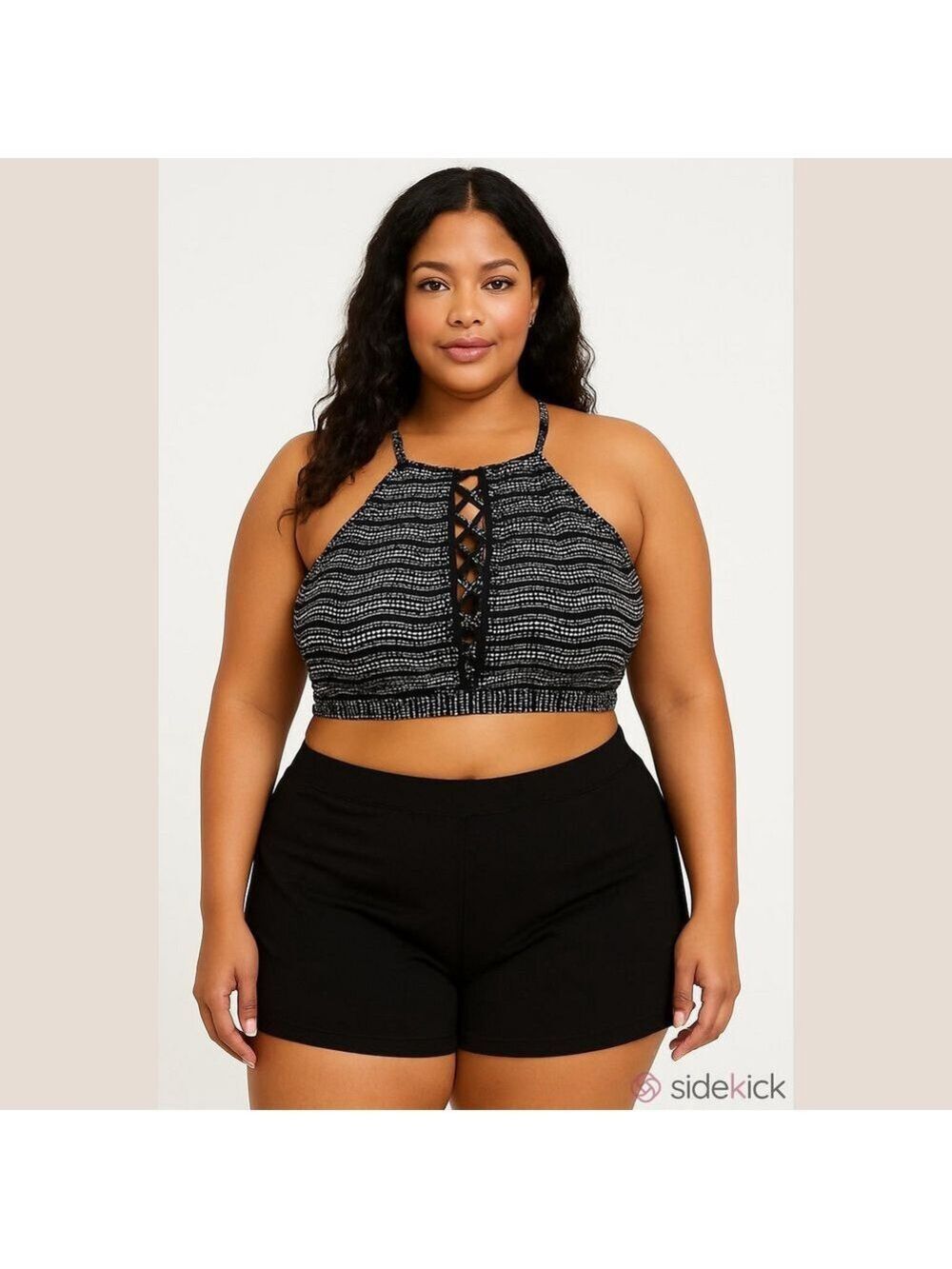 Chic Black and White Women's Swim Tank Top, Size XL, (16-18)
